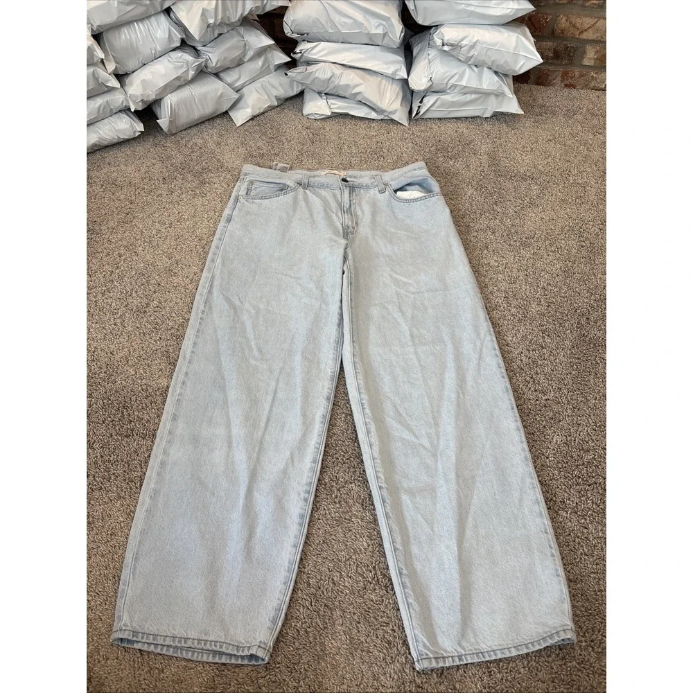 LEVIS PREMIUM High Rise BAGGY DAD WIDE LEG Pleated Jeans 31 (36x30) Flower Patch